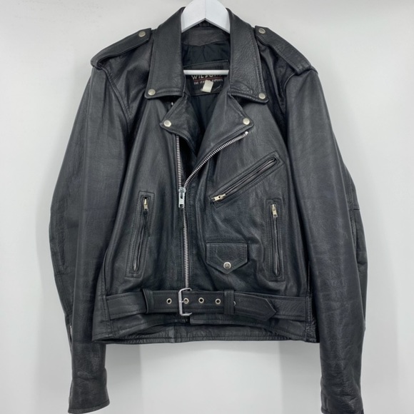 Vintage Wilsons Leather Motorcycle Biker Jacket M - Picture 2 of 8